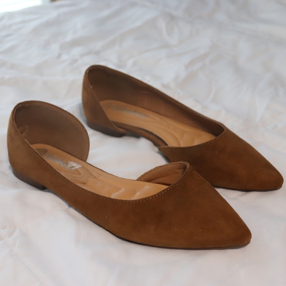 Weeboo Brown Pointed Toe Suede Flats - Picture 3 of 5